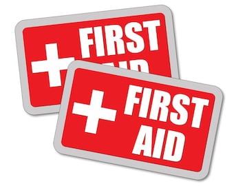 Self Adhesive Plastic Sign Sticker Fast & Free Post UK S1030 2 x First Aid Box 