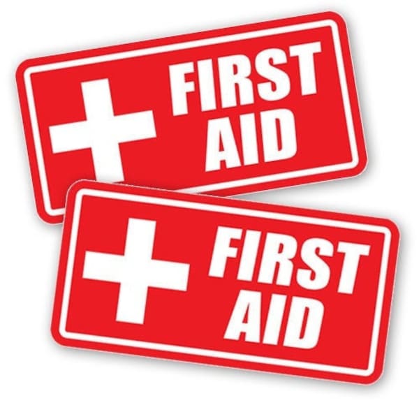 First Aid sticker - vehicle emergency sticker - decal safety kit - vinyl label warning danger set of 2 - First Aid vinyl stickers - set of 2