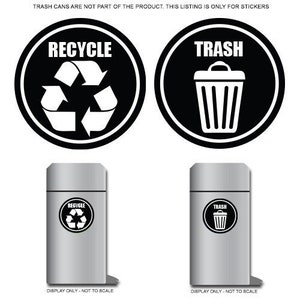Trash and Recycle Stickers,  Recycle Sticker, Trash Sticker, Trash Can, Label, Vinyl sticker, decal, garbage can, road maintenance, set of 2