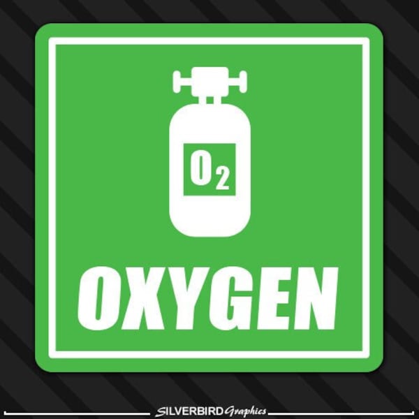 Oxygen O2 sticker - Medical Bumper sticker - vinyl decal tank sticker - flammable sticker - oxygen door vehicle sticker - multiple sizes