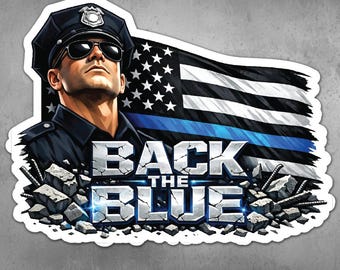 Back The Blue Flag Officer Police Car Window Sticker Decal