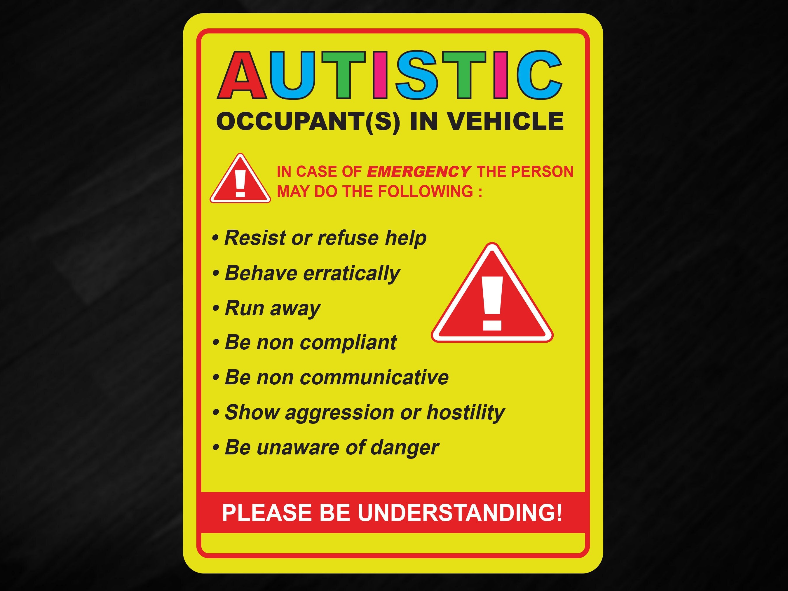 Autistic Sticker Occupant In Vehicle Decal Autism Awareness