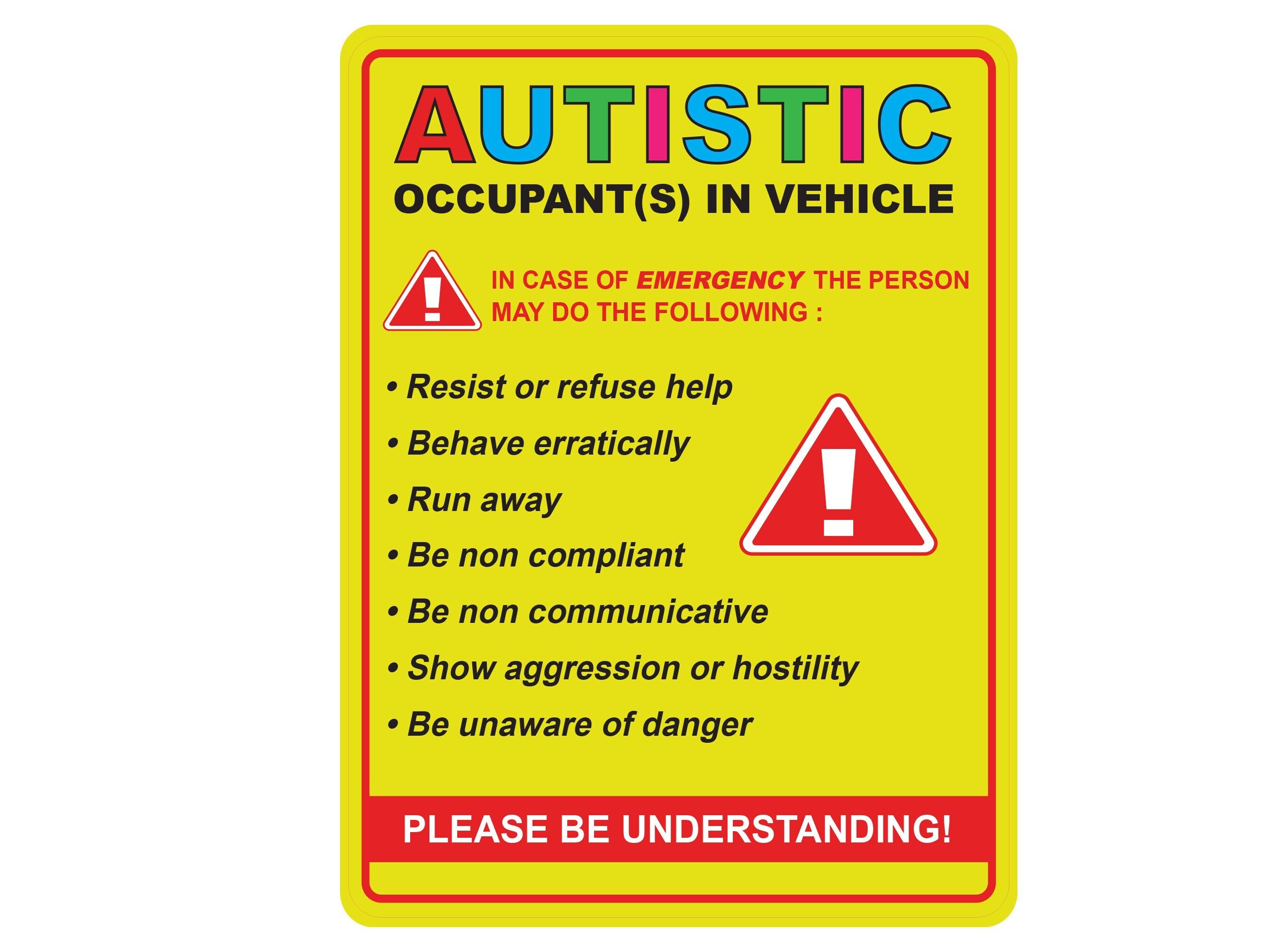 Autistic Occupant Sticker Autistic Occupant in Vehicle Sticker – Autism Awareness Decal - Etsy