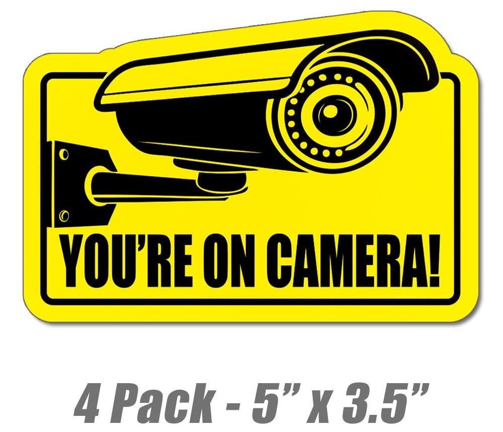Self Service Sticker Camera You're on Camera Stickers: Weatherproof Vinyl Decals 4-pack - Etsy