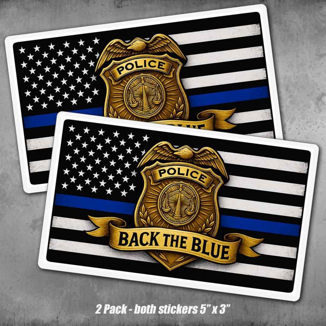 Thin Blue Line Police Badge Vinyl Stickers, USA Made (2-pack, 5x3) - Etsy