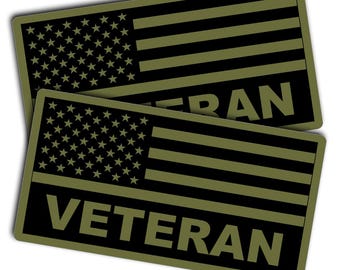 Military Veteran Flag Sticker Set: Subdued USA Decal