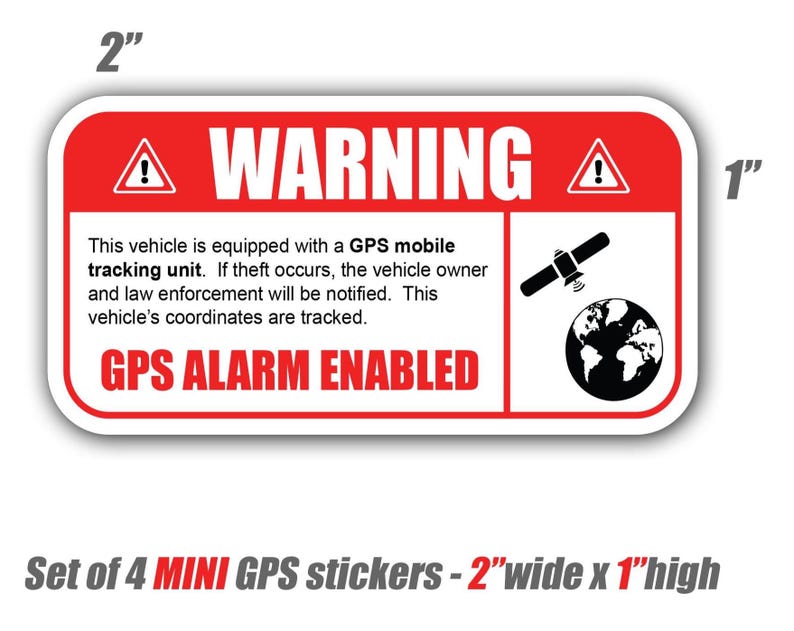 Gps Letters Mini GPS Warning Stickers – Anti Theft Vehicle Security Decals (set of ...