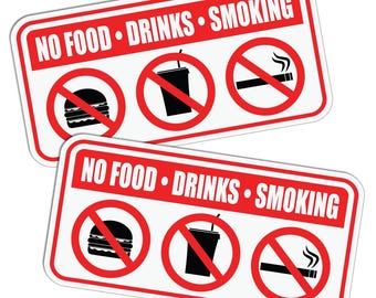 No smoking drinking or eating sticker - for a vehicle bus delivery driver van - food window door decal set of 2