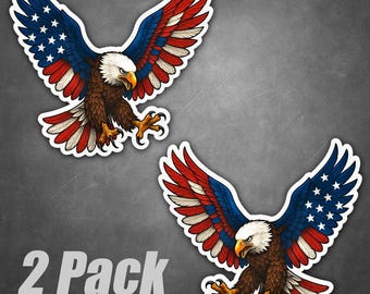 Patriotic Eagle Decal Set Left Right American Flag Vinyl Stickers for Trucks Windows