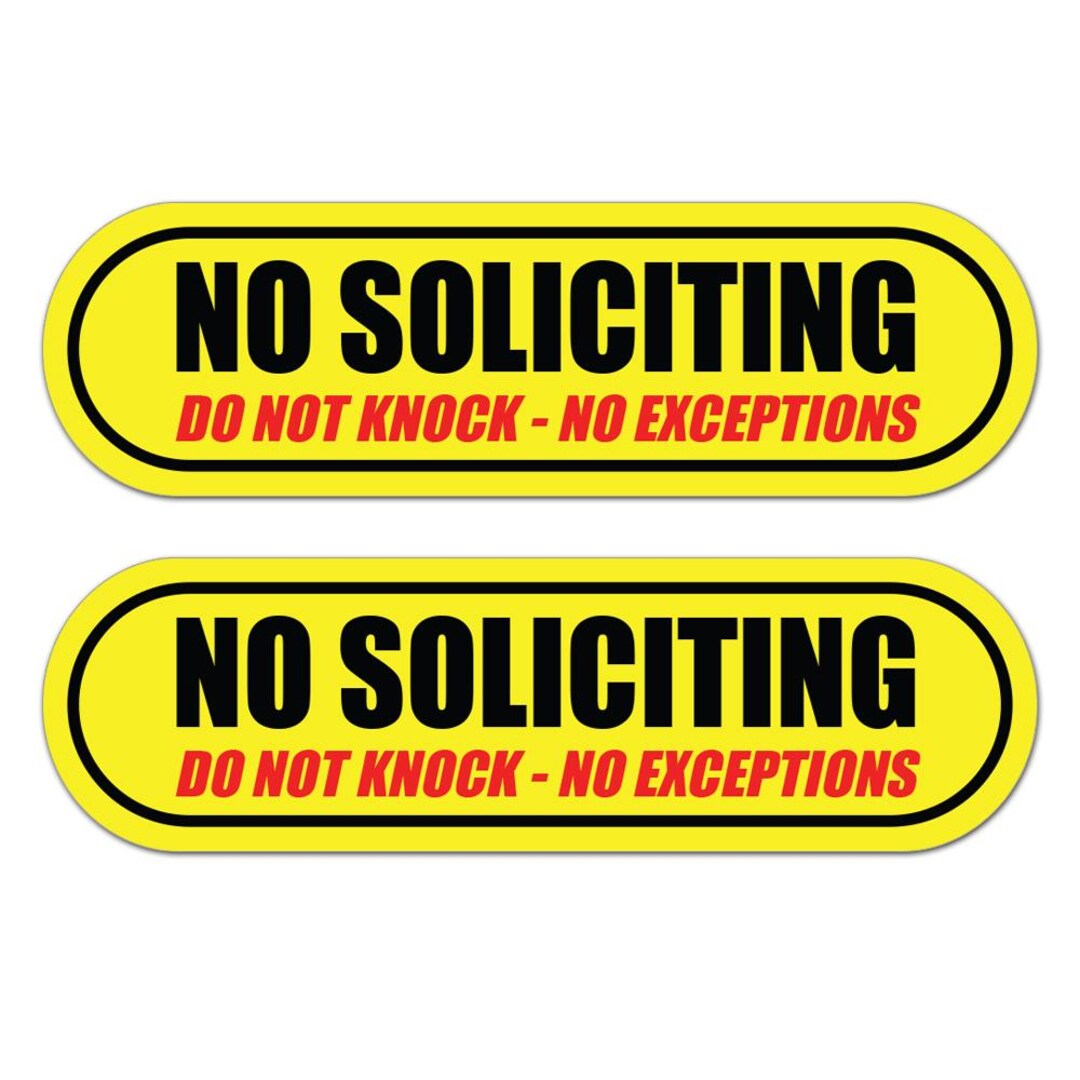 Exceptions Sticker No Soliciting Stickers 2 Pack Vinyl Door Decals Do Not Knock Zero ...