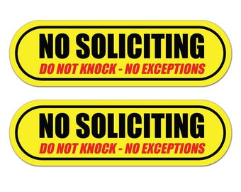 No Soliciting Stickers 2 Pack Vinyl Door Decals Do Not Knock Zero Exceptions