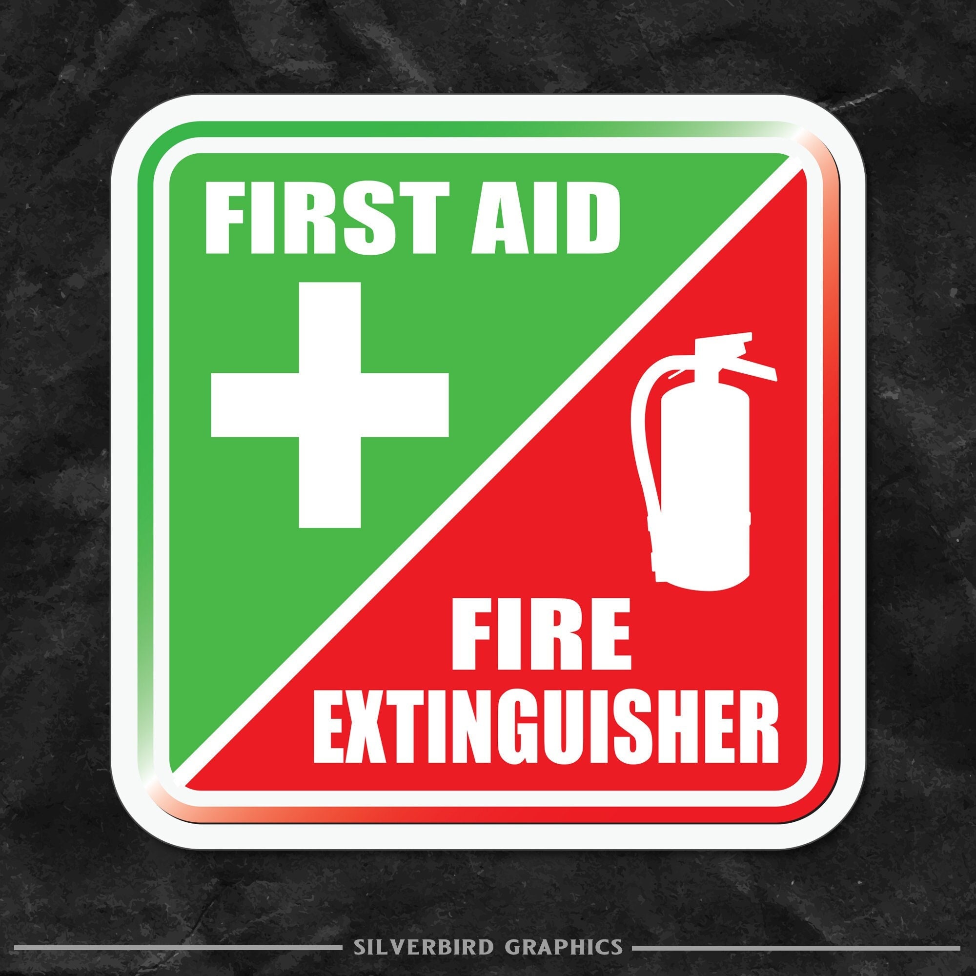 2-Pack First Aid Kit Decal Stickers - 7x5 Inch UV Protected Vinyl For Indoor/Outdoor Use