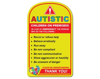 Autistic sticker children on premises sticker decal autism sticker awareness car truck window school daycare