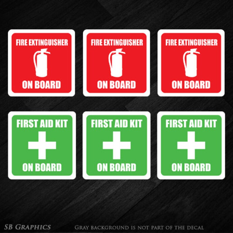 Fire Extinguisher Sticker First Aid Kit Sticker Vehicle Emergency