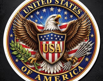 American Flag Bald Eagle Sticker Patriotic United States Seal Vinyl Decal Car Truck Window