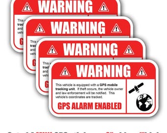 Mini GPS Warning Stickers – Anti Theft Vehicle Security Decals (Set of 4)