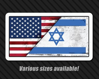 Israel American Flag Sticker – Weatherproof Bumper/Laptop Decal