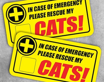 Cat Rescue Sticker – Pet Emergency Safety Decal (Set of 2)