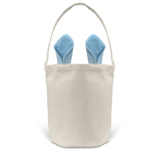 Easter Basket Sublimation Blank LINEN Pink or Blue Bunny Ears Tote Bag Easter Basket for Girls Craft Supplies Small Business Ready to Ship