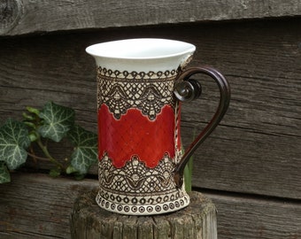 Keramiktasse, Teetasse, rote Tasse, Einzigartige Tasse, Keramik und Keramik, Teetasse, Kaffeetasse, Kaffeebecher, Kaffeegeschenk, Weihnachtsgeschenk, Hausweihnachtsgeschenk