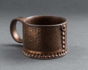 Espresso Coffee Cup, Handmade Cup, Ceramic Cup, Unique Coffee Cup, Birthday Gift, Espresso Mug, Stoneware, Pottery Cup, Gold Cup