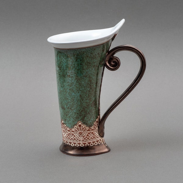 Ceramic Mug, Tea Mug, Handbuild Mug, Ceramics and pottery, Ceramic cup, Tea cup, Coffee cup, Coffee mug, Handmade mug, Unique mug, Green mug