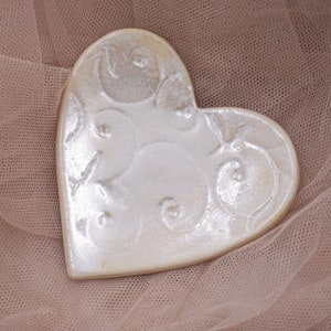 White Heart, Small Ceramic Heart Dish, Ring Dish, Tea Bag Holder, Earrings Holder, Ceramic Heart, Candle Holder, Spoon Rest, Handmade Heart