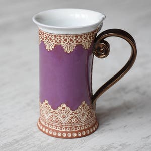 Ceramic Mug, Tea Mug, Lace mug , Ceramics and pottery, Ceramic cup, Tea , Coffee cup, Coffee mug,  Handbuilt mug, Unique mug, Wedding gift