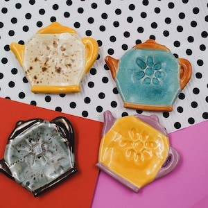 Teabag Holder, Trinket Dishes,  Earrings Holder, Candle Holder, Spoon Rest, Teapot Jewelry, Ring Dish