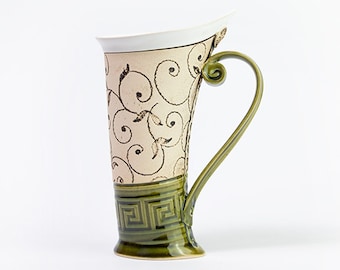 Ceramic Mug, Tea Mug,Handbuilding, Ceramics and pottery, Ceramic cup, Tea cup, Coffee cup, Coffee mug, Handmade mug, Unique mug, Green mug