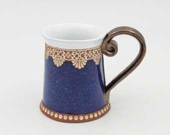Ceramic Mug, Coffee mug, Tea mug, Ceramics and Pottery, Boho Mug , Unique  Mug,  Handmade mug, Housewarming gift, Pottery mug, Blue Mug