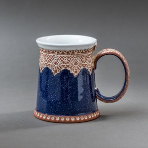 Mug en céramique, Mug à café, Mug à thé, Céramique et poterie, Mug bohème, Mug unique, Mug fait main, Cadeau de pendaison de crémaillère, Mug en poterie, Mug bleu image 2