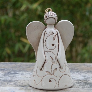 Ceramic Figure, Ceramic Angel, Ceramic Bell, Handbuilding Techniques, Gift, Christmas Angel image 2