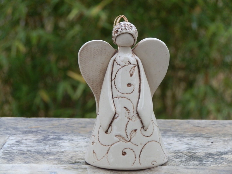 Ceramic Figure, Ceramic Angel, Ceramic Bell, Handbuilding Techniques, Gift, Christmas Angel image 2