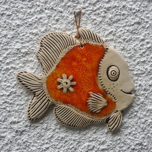 Handmade Ceramic Fish Wall Art, Vibrant Colors