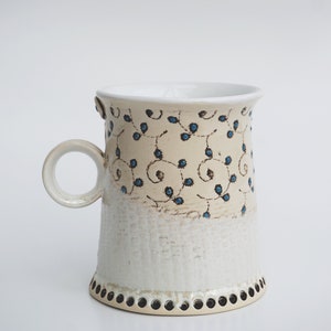 Ceramic mug, Coffee mug, Tea mug, Unique Mug, Handmade mug, White Mug, Housewarming gift, Pottery tea mug, Blue Flowers, Mug, Romantic mug image 5