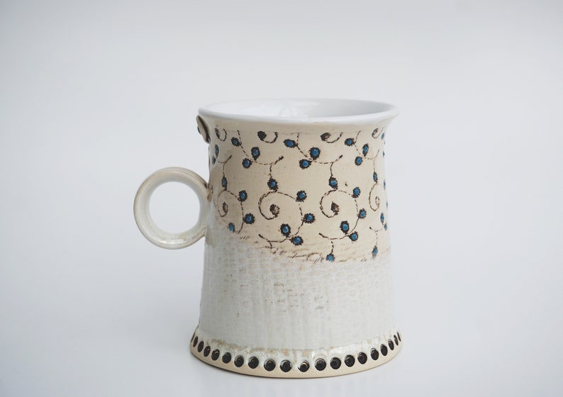 Ceramic mug, Coffee mug, Tea mug, Unique Mug, Handmade mug, White Mug, Housewarming gift, Pottery tea mug, Blue Flowers, Mug, Romantic mug image 5