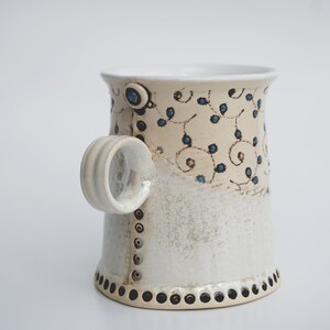 Ceramic mug, Coffee mug, Tea mug, Unique Mug, Handmade mug, White Mug, Housewarming gift, Pottery tea mug, Blue Flowers, Mug, Romantic mug image 6