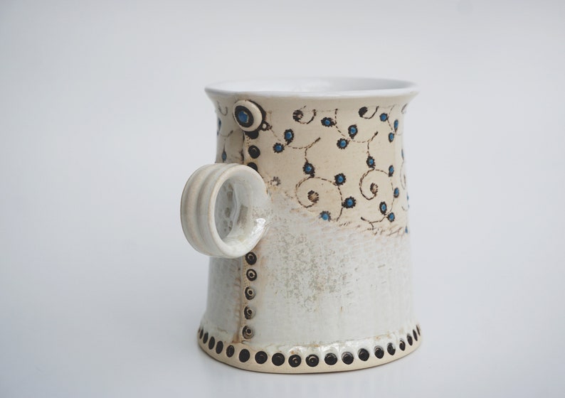 Ceramic mug, Coffee mug, Tea mug, Unique Mug, Handmade mug, White Mug, Housewarming gift, Pottery tea mug, Blue Flowers, Mug, Romantic mug image 6