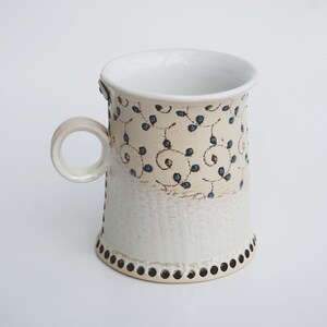 Ceramic mug, Coffee mug, Tea mug, Unique Mug, Handmade mug, White Mug, Housewarming gift, Pottery tea mug, Blue Flowers, Mug, Romantic mug image 7