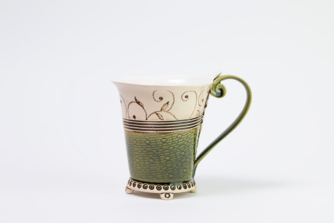 Ceramic Cup Tea Cup Green cup Ceramic and Pottery Coffee Etsy