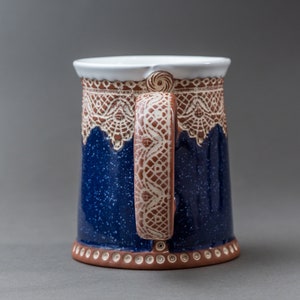 Mug en céramique, Mug à café, Mug à thé, Céramique et poterie, Mug bohème, Mug unique, Mug fait main, Cadeau de pendaison de crémaillère, Mug en poterie, Mug bleu image 6