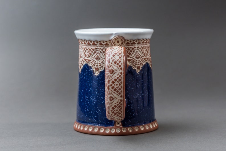 Mug en céramique, Mug à café, Mug à thé, Céramique et poterie, Mug bohème, Mug unique, Mug fait main, Cadeau de pendaison de crémaillère, Mug en poterie, Mug bleu image 6