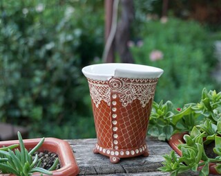 Vaso In Ceramica Bianco Opaco Con Foro Di Drenaggio – Taglia S 8x9cm – Con Sottovaso Per Piante Grasse