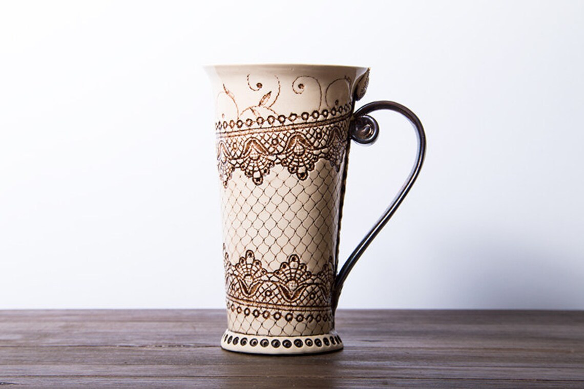 Ceramic Mug Tea Mug Handbuilding Techniques 16oz Mug Etsy