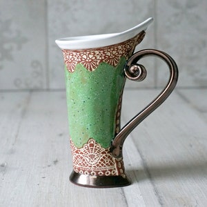 Ceramic Mug, Tea Mug, Handbuild Mug, Ceramics and pottery, Ceramic cup, Tea cup, Coffee cup, Coffee mug, Handmade mug, Unique mug, Green mug