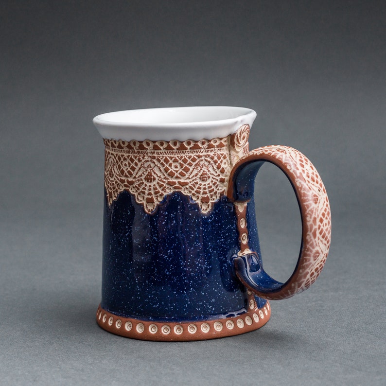 Mug en céramique, Mug à café, Mug à thé, Céramique et poterie, Mug bohème, Mug unique, Mug fait main, Cadeau de pendaison de crémaillère, Mug en poterie, Mug bleu image 8