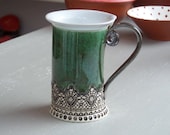 Ceramic Mug, Tea Mug,Handbuilding , Ceramics and pottery, Ceramic cup, Tea cup, Coffee cup, Coffee mug, Green mug, Handmade mug, Unique mug