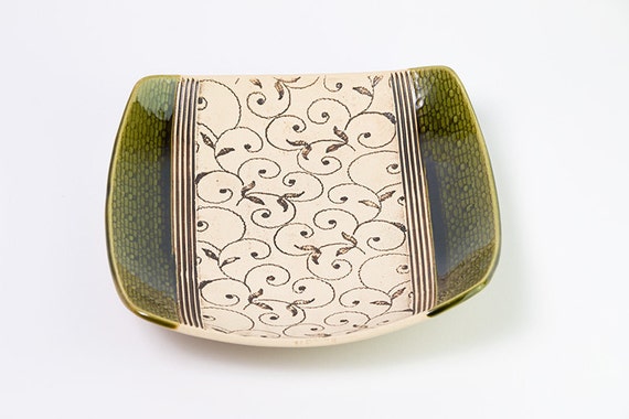 Ceramic Plate, Green plate, Ceramic dish, Ceramics and pottery, handmade dish,