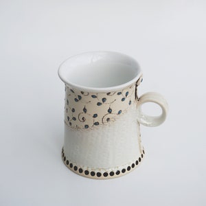 Ceramic mug, Coffee mug, Tea mug, Unique Mug, Handmade mug, White Mug, Housewarming gift, Pottery tea mug, Blue Flowers, Mug, Romantic mug image 3